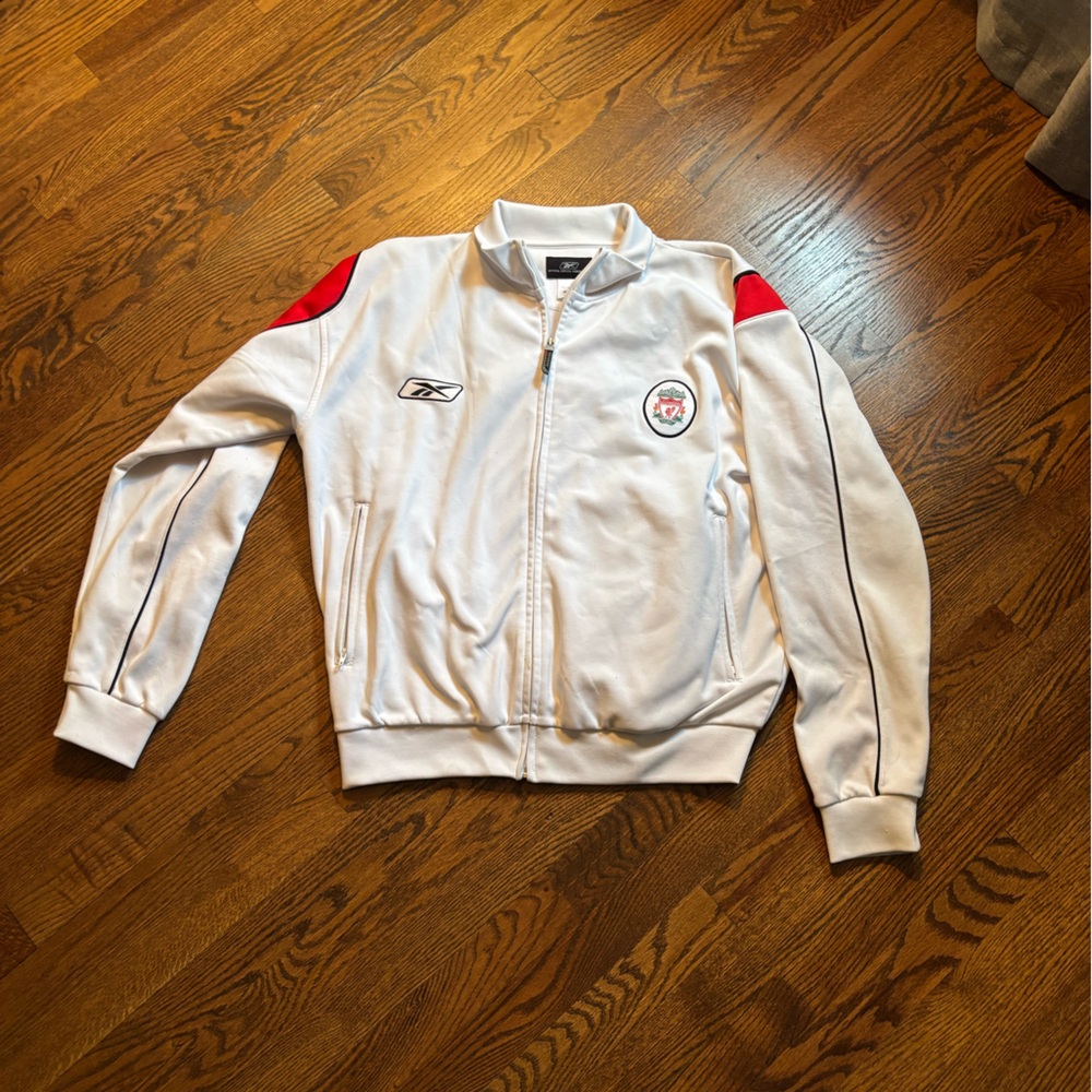 Reebok White and Red Liverpool Football Track Jacket